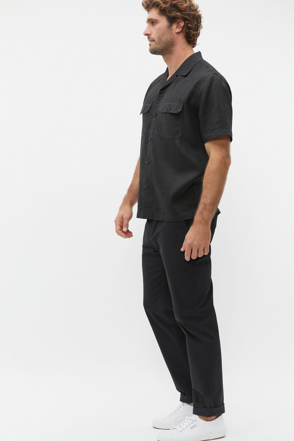 Linen Utility Shirt  True Black