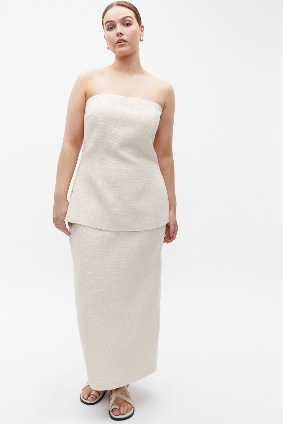 Tweed Pencil Skirt  Vanilla Cream