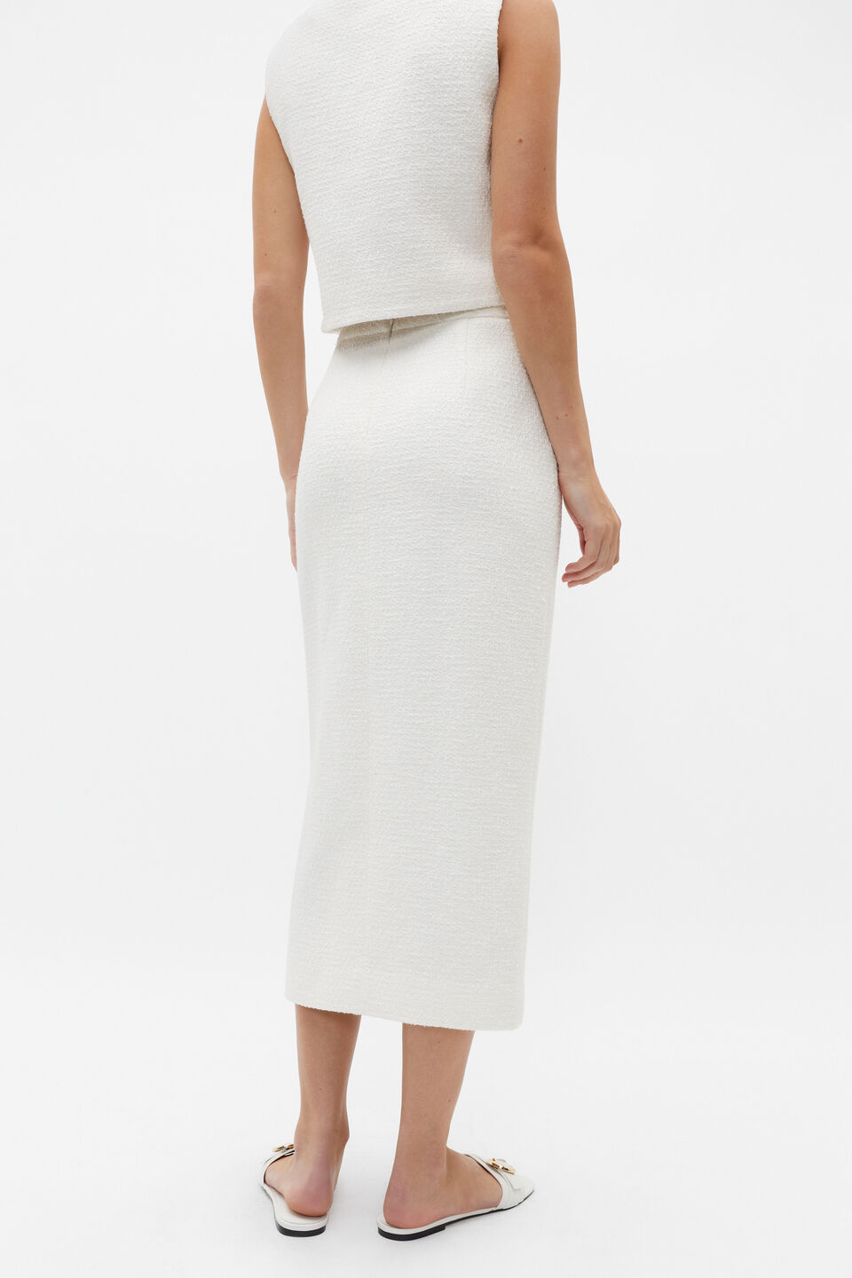 Boucle Pencil Skirt  Cloud Cream