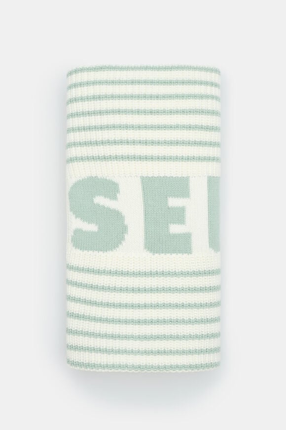 Logo Stripe Knit Blanket  Sage Stripe  hi-res