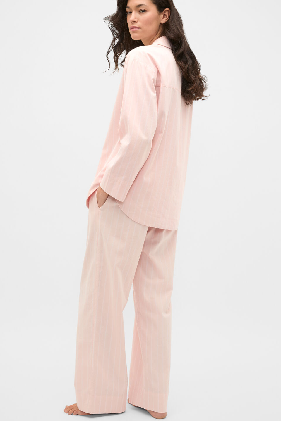 Flannelette Shirt and Pant PJ Set  Blossom Stripe