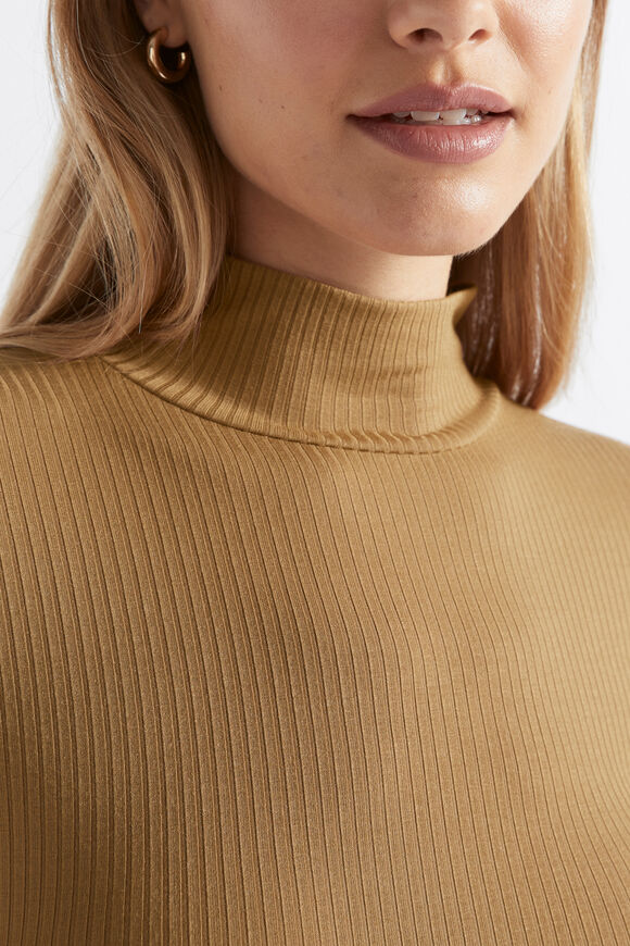 Core Rib Mock Neck Top  Deep Brass  hi-res