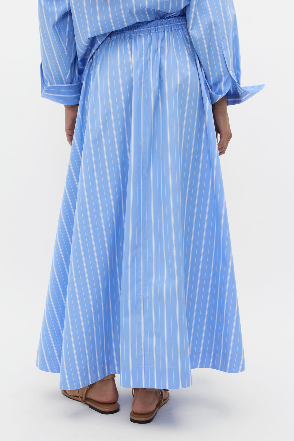 Poplin Variegated Stripe Skirt  Cornflower Blue Stripe