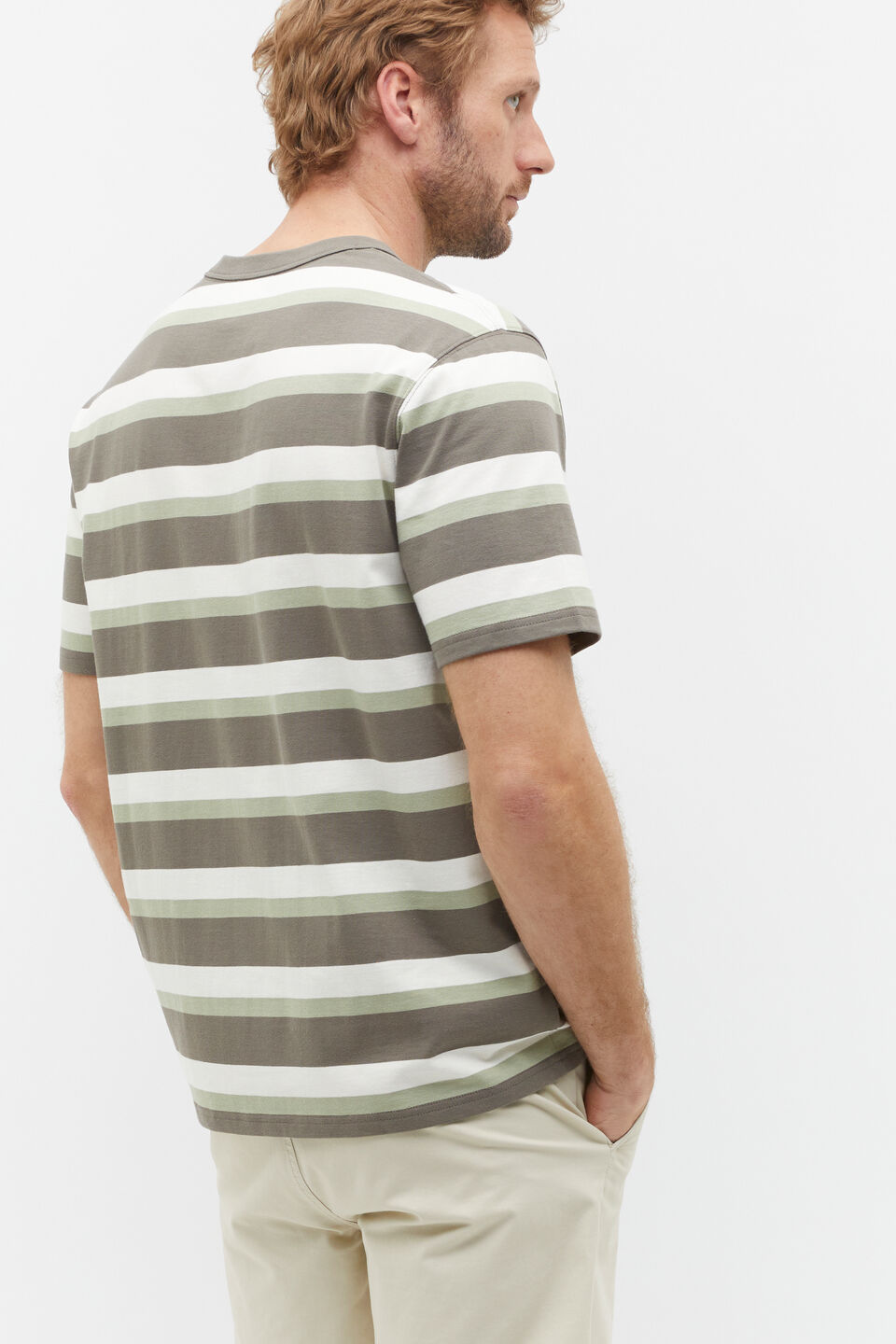Crew Stripe Tee  Pale Olive Multi