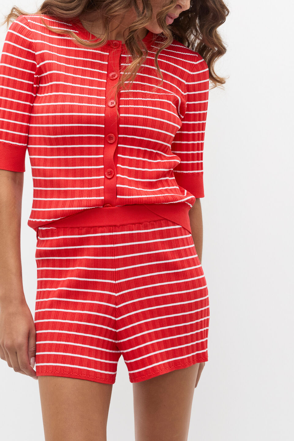 Stripe Knit Short  Electric Crimson Stripe