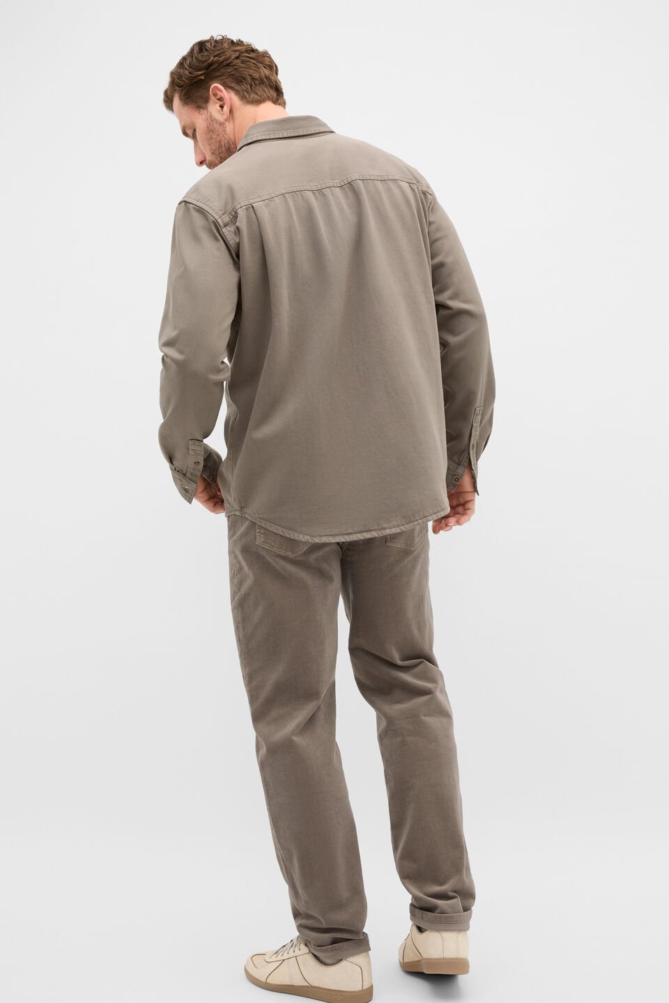 Long Sleeve Twill Shirt  Taupe
