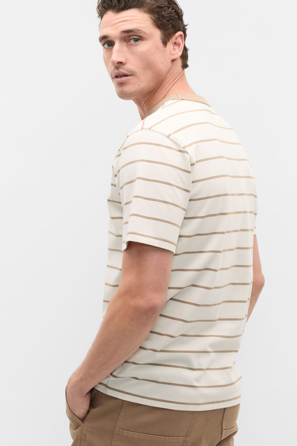 Crew Stripe Tee  Dark Stone