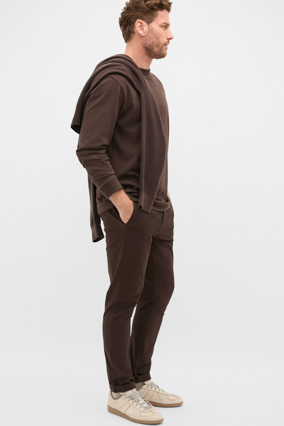 Long Sleeve Crew Neck Tee  Dark Chocolate