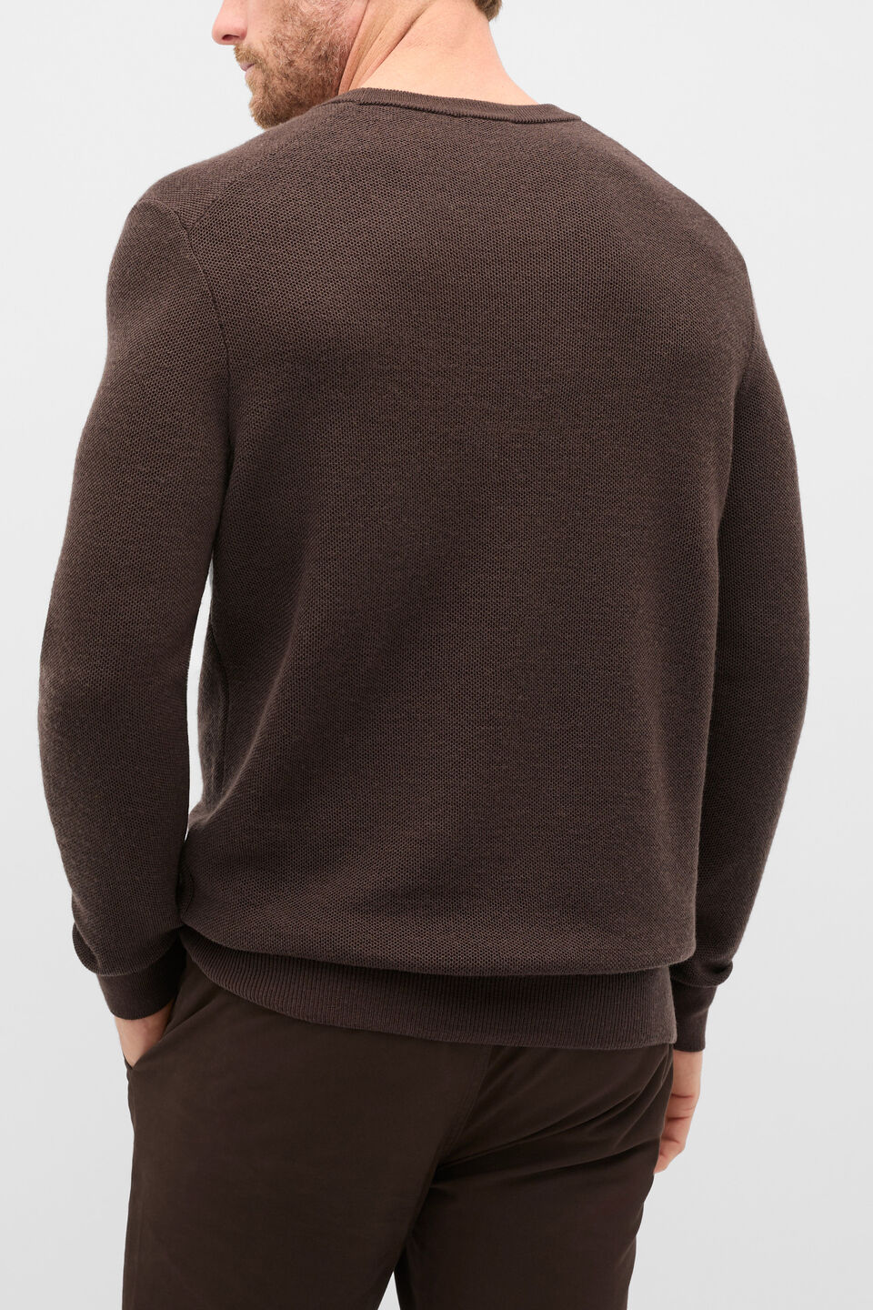 Merino Crew Neck Knit  Dark Chocolate