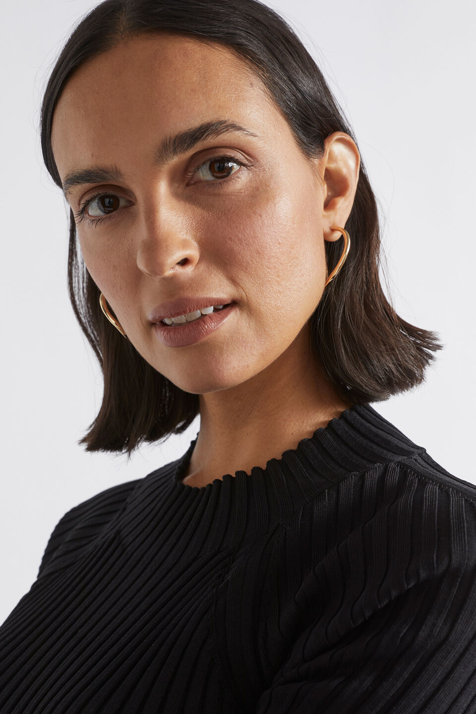 Rib Twist Back Knit Dress  Black