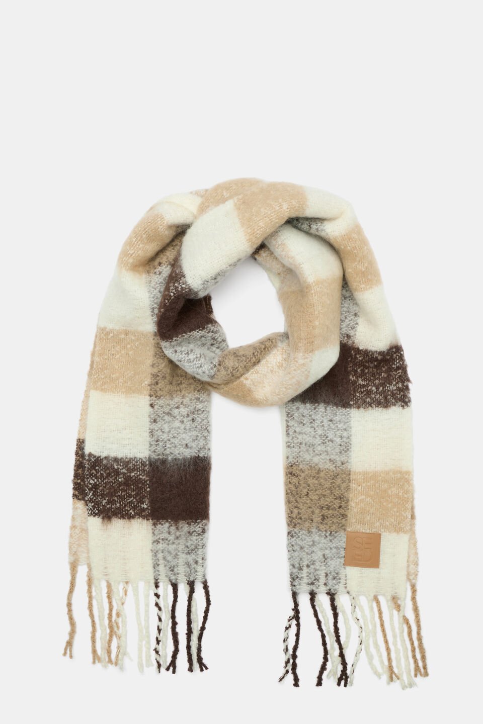 Check Textured Scarf  Sandstone Marle