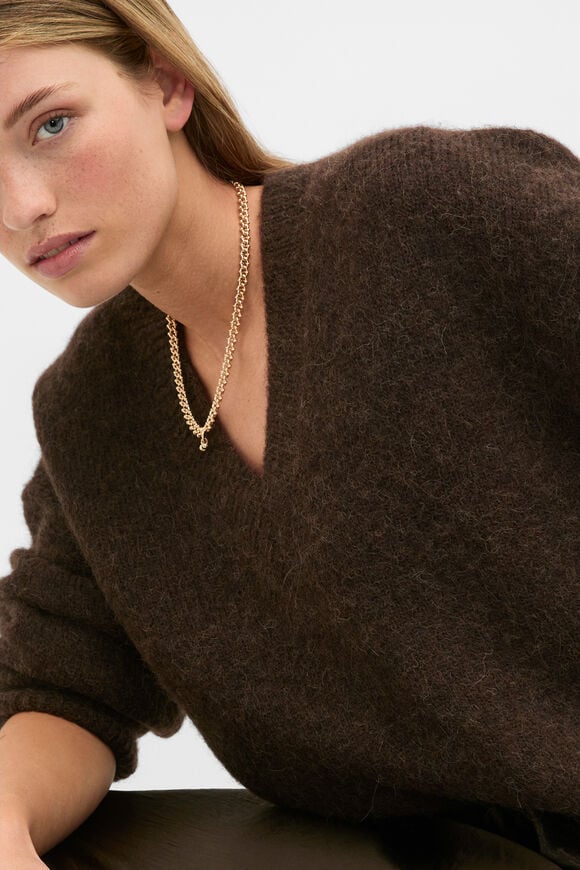  Lofty V Neck Slouch Knit  Coffee Bean  hi-res