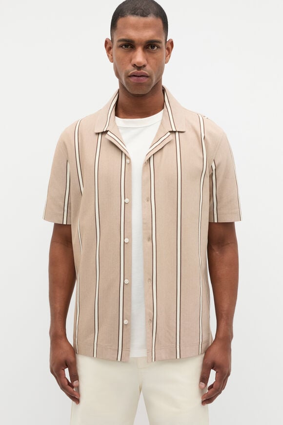 Stripe Pique Shirt  Nougat  hi-res
