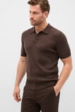 Short Sleeve Merino Knit Polo  Dark Chocolate  hi-res
