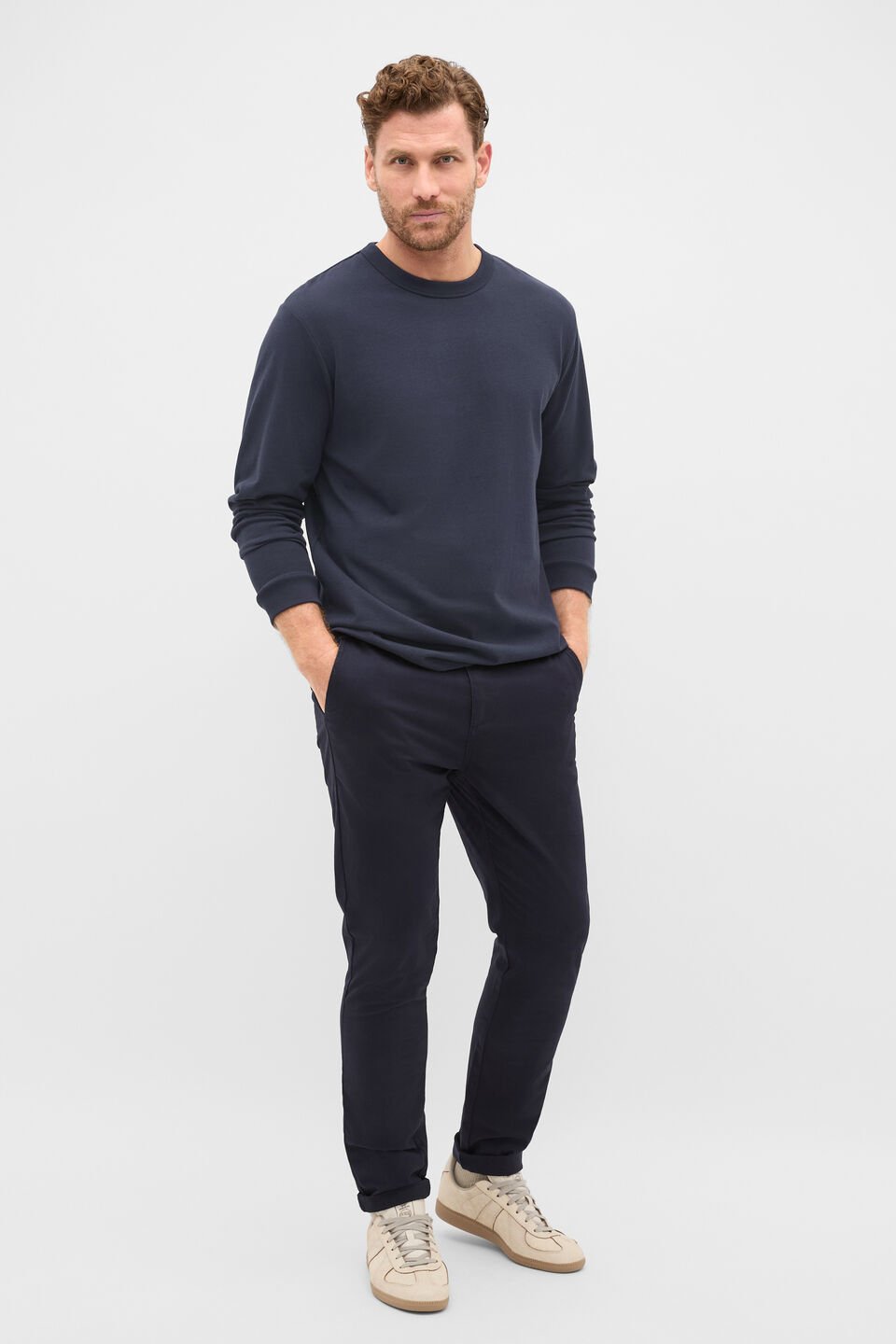 Long Sleeve Crew Neck Tee  Midnight Blue