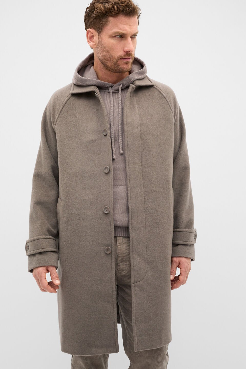 Wool Blend Coat  Taupe