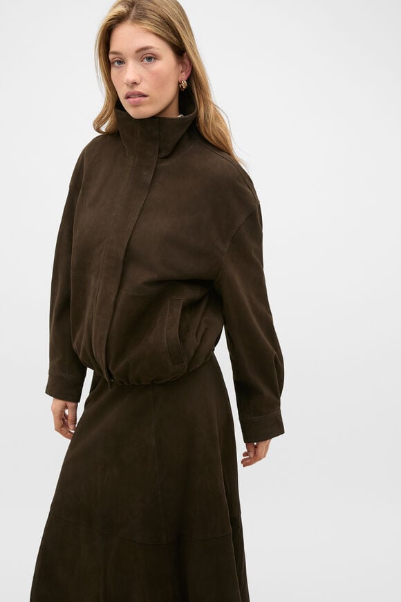 Suede Bomber Jacket  Coffee Bean  hi-res