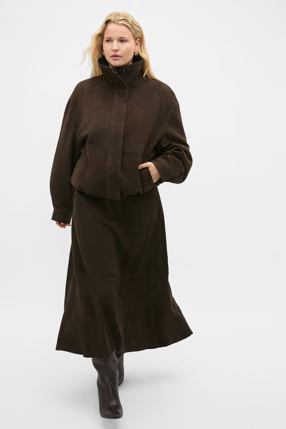 Suede Bomber Jacket  Coffee Bean  hi-res