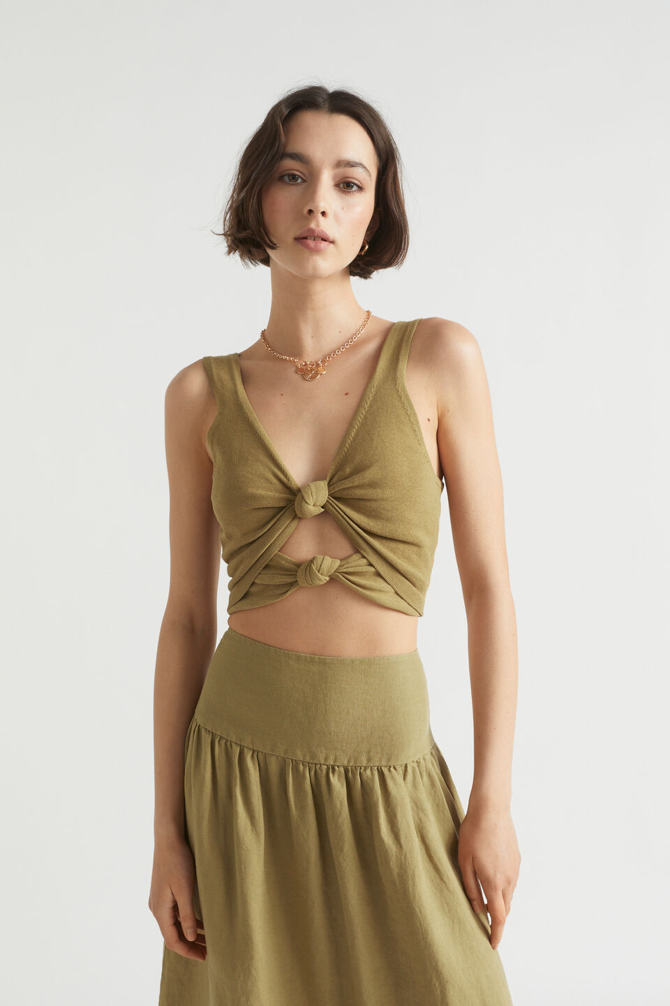 Cotton Knit Top  Deep Bronze