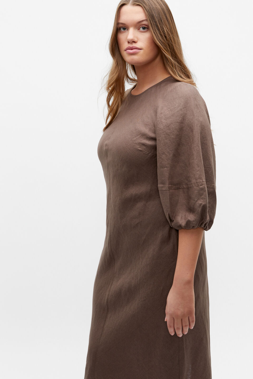 Linen Balloon Sleeve Slip Maxi Dress  Affogato