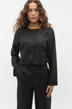 Long Sleeve Linen Vest  Black  hi-res