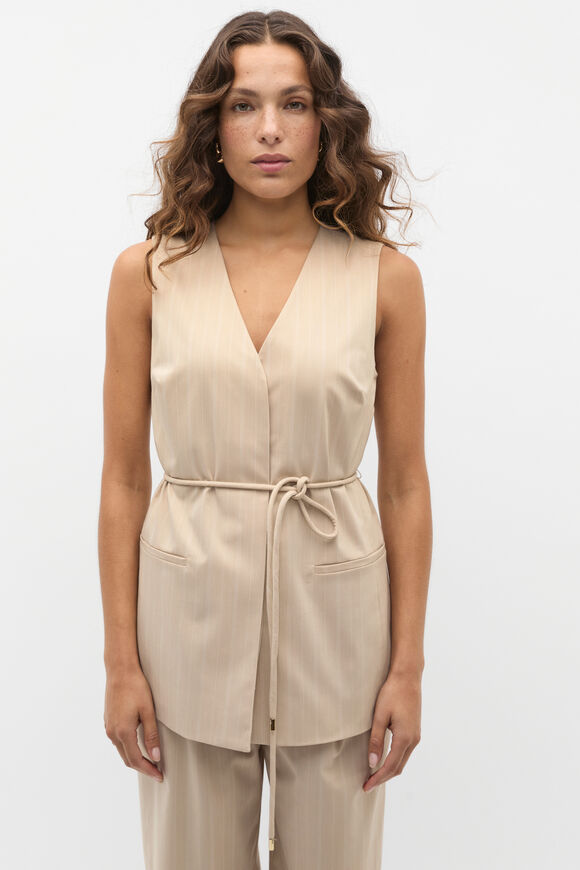 Pinstripe Vest  Latte Pinstripe  hi-res