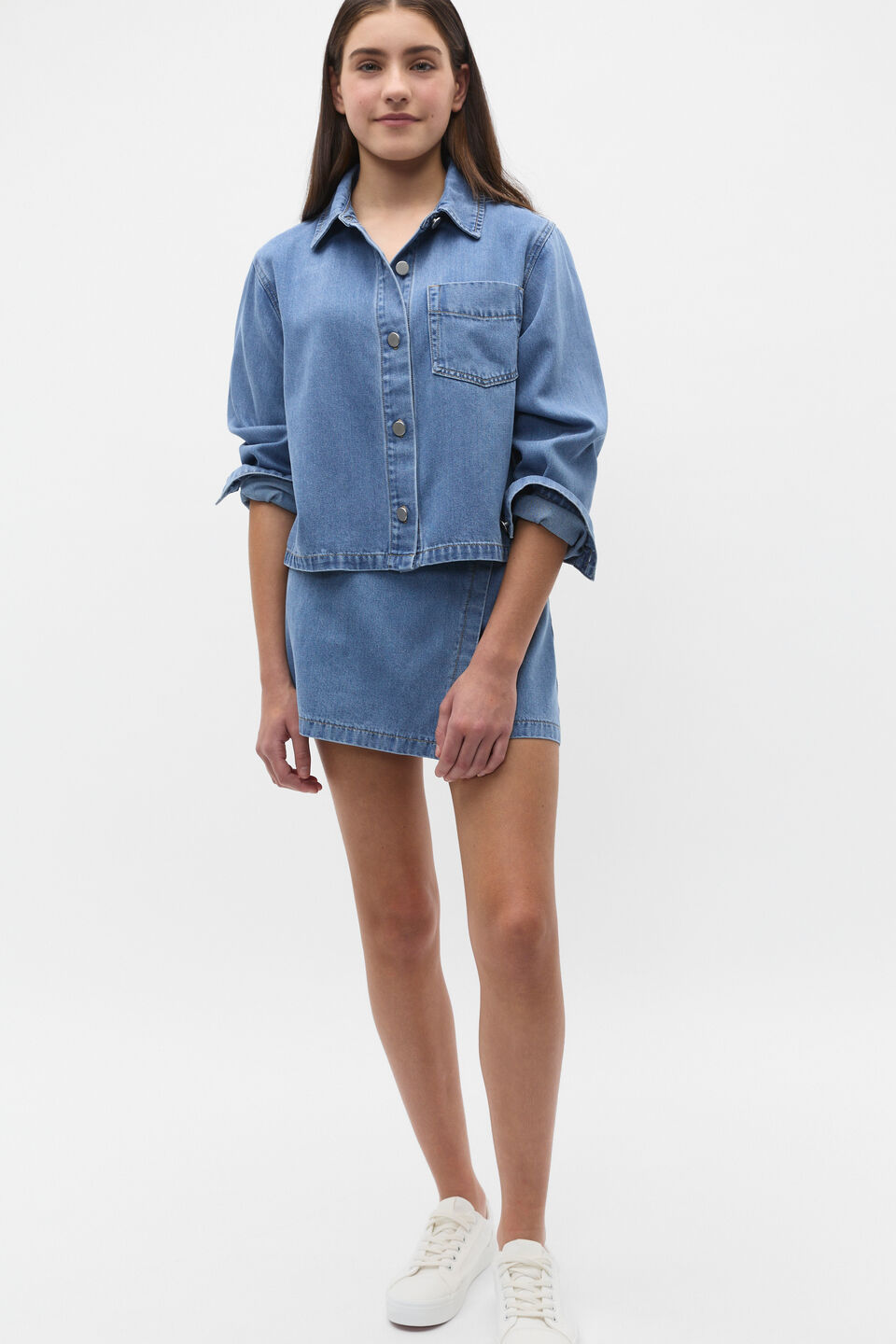Slouchy Denim Shirt  Mid Wash
