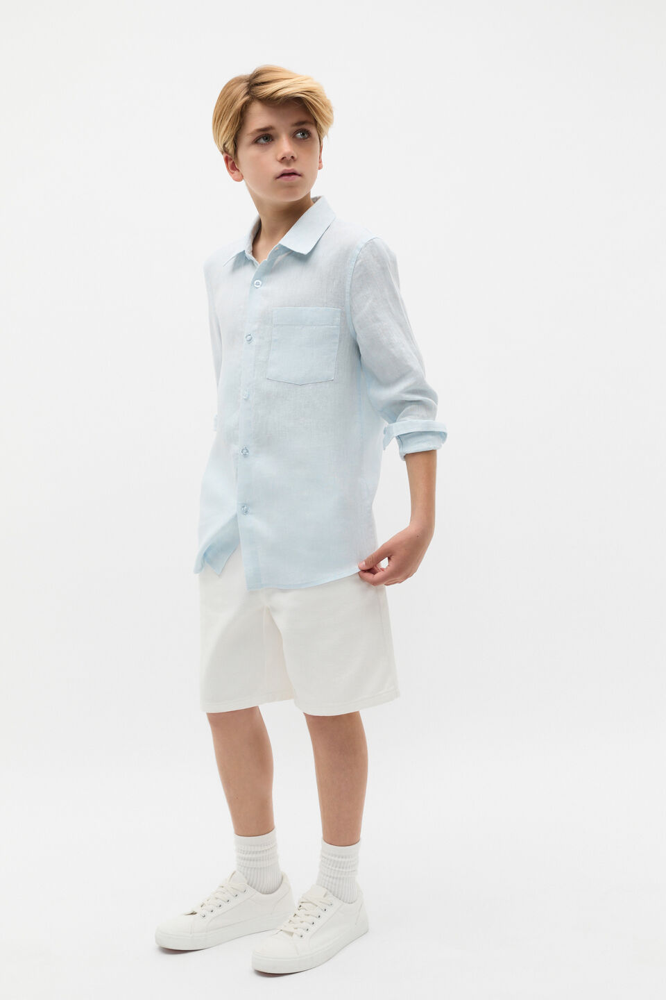 Denim Bermuda Short  Vintage Cream