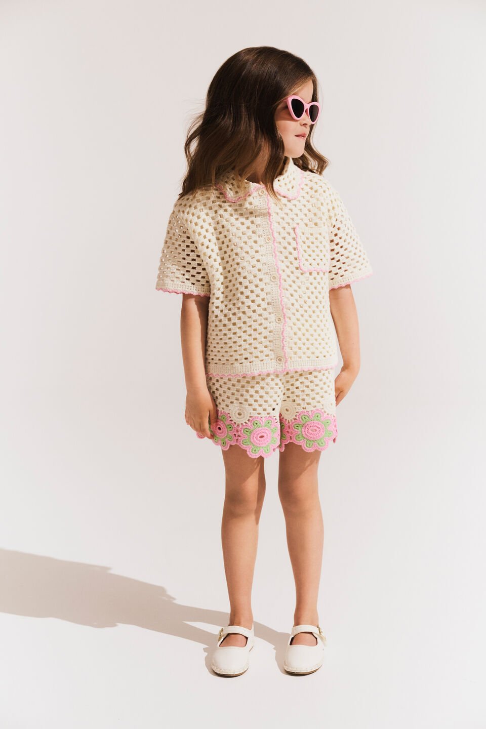 Crochet Button Top  Vintage Cream