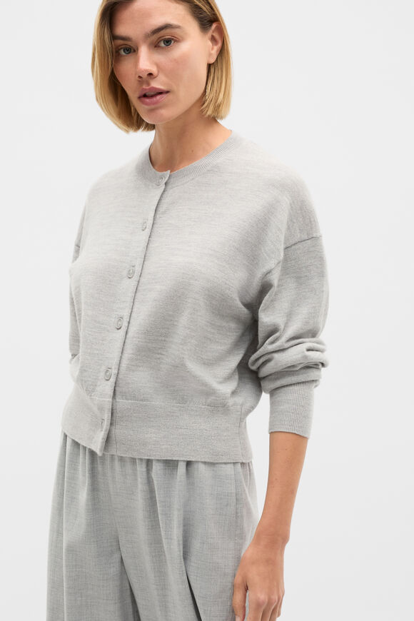 Australian Merino Relaxed Cardigan  Slate Marle  hi-res