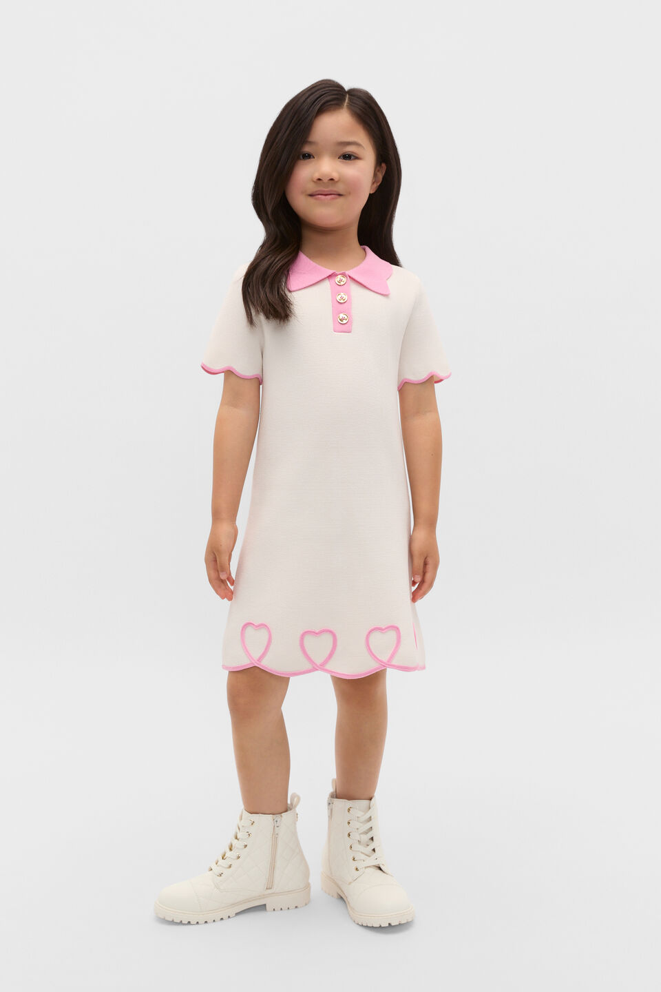 Heart Crepe Dress  Classic Cream