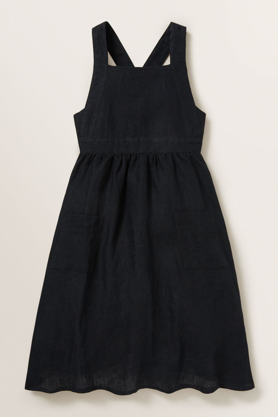 Linen Pocket Pinafore Dress  
