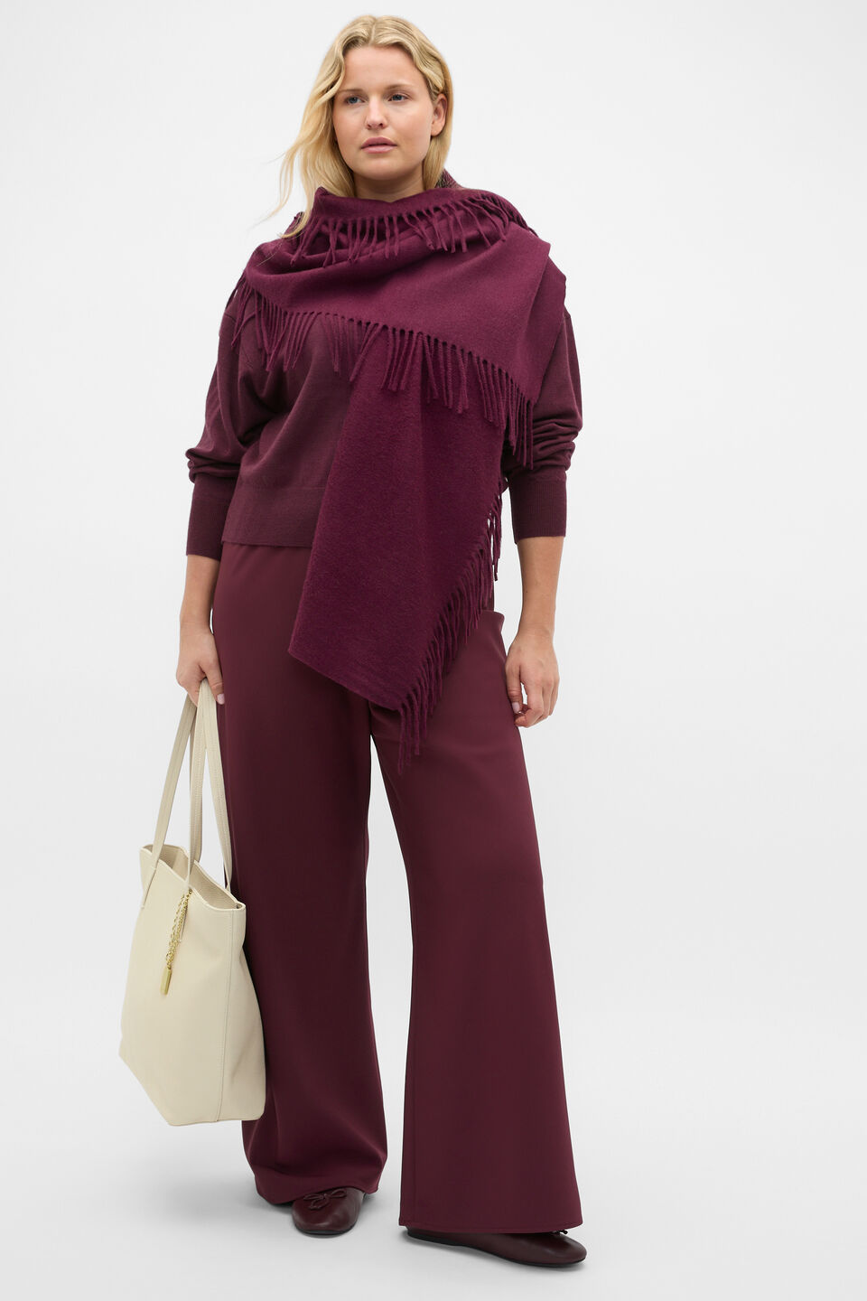 Easy Wide Leg Pant  Plum Red