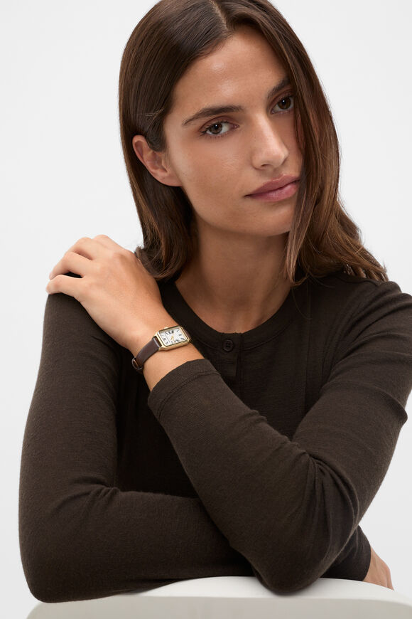 Seed Leather Watch  Chocolate  hi-res