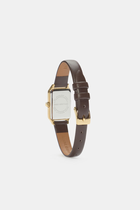 Seed Leather Watch  Chocolate  hi-res