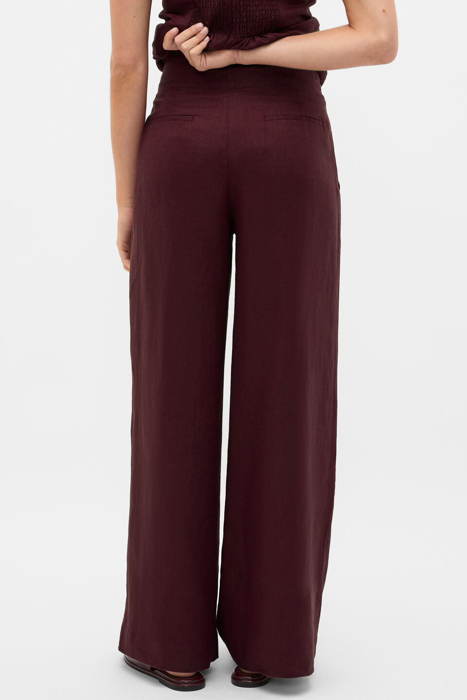 Core Linen Waisted Pant  Plum Red
