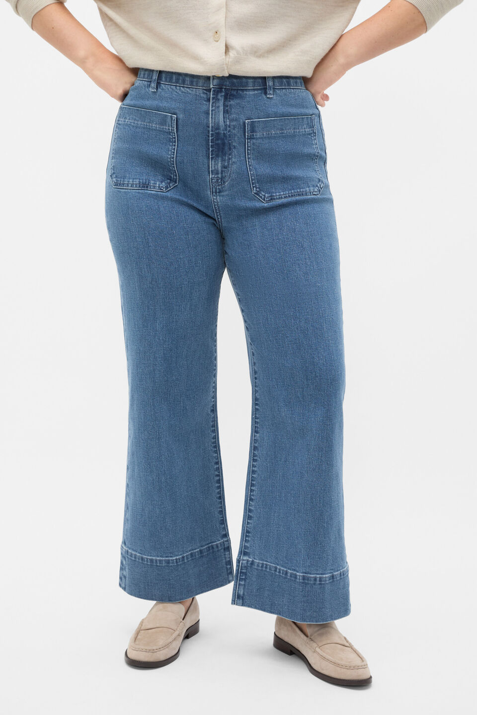 Core Wide Leg Pocket Jean  French Blue Denim
