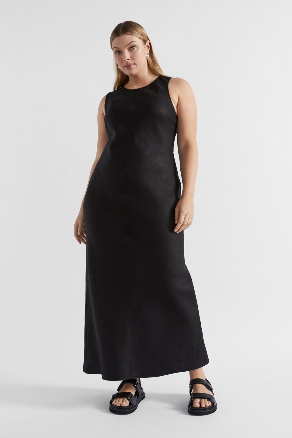 Linen Tank Dress  Black