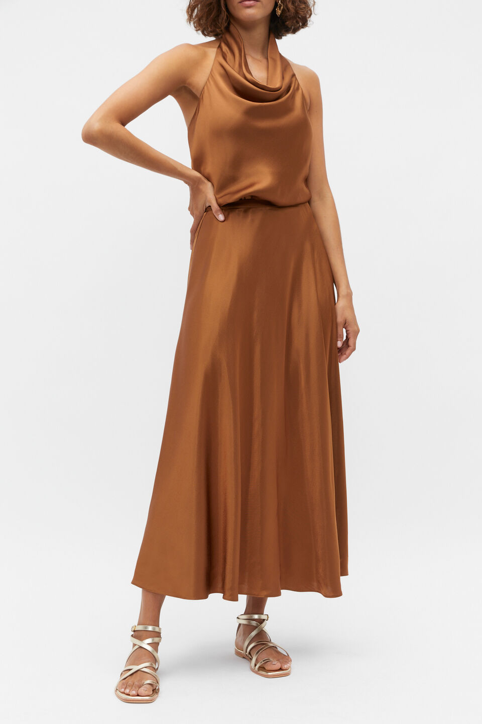 Satin Circle Skirt  Cinnamon Spice