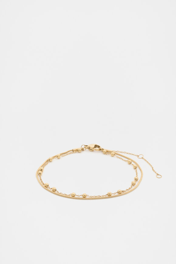 Waterproof Double Chain Bracelet  Gold  hi-res
