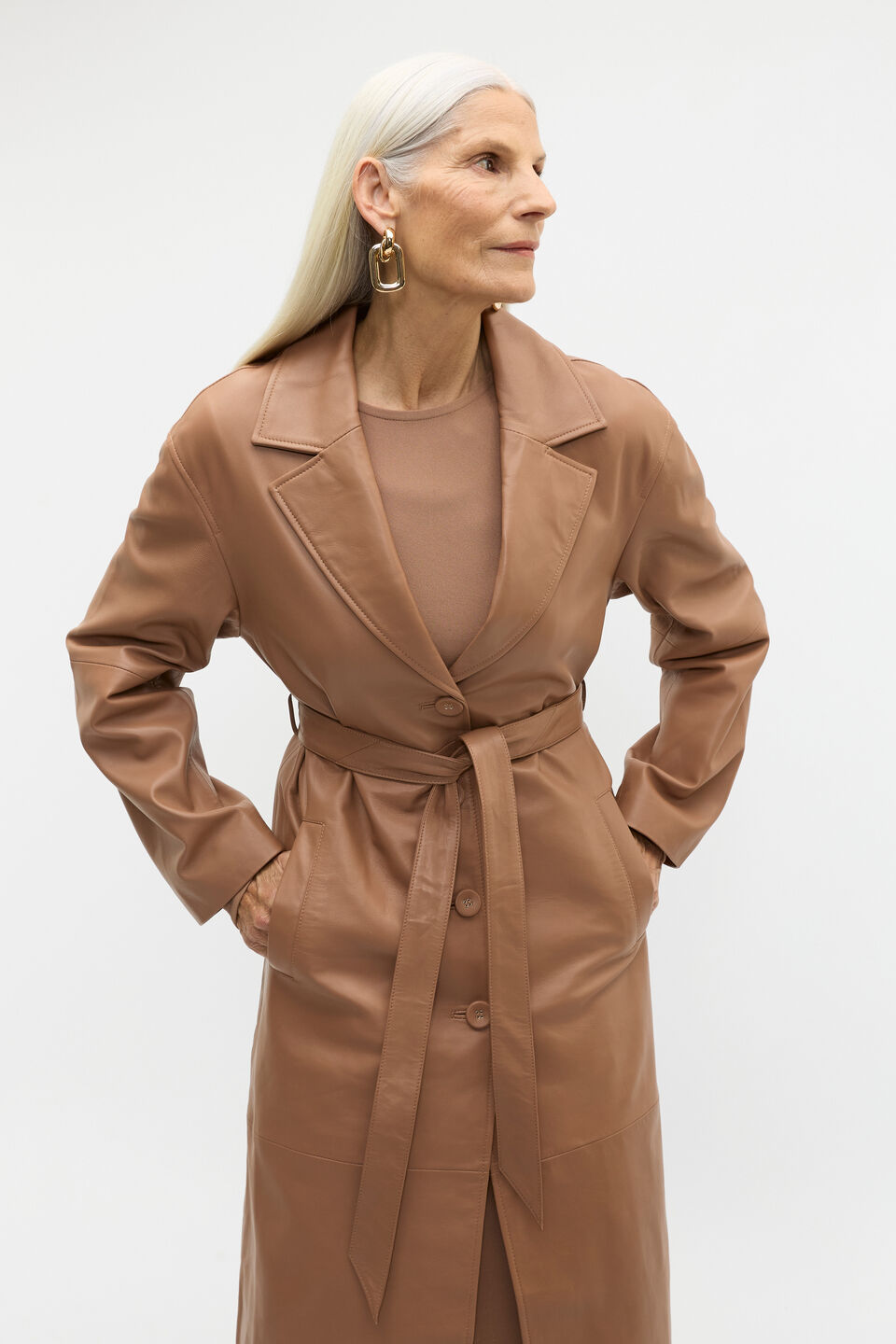 Leather Coat  Amaretto