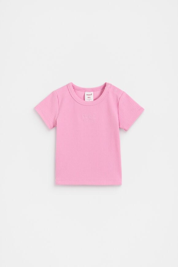 Core Logo Rib Tee  Candy Pink  hi-res