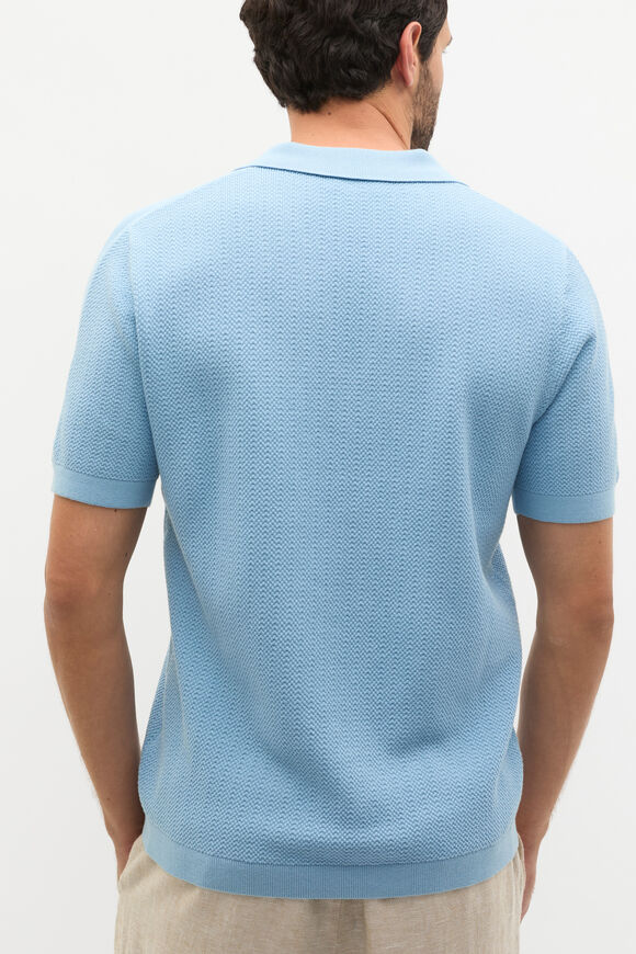 Textured Knit Polo  Sky Blue  hi-res