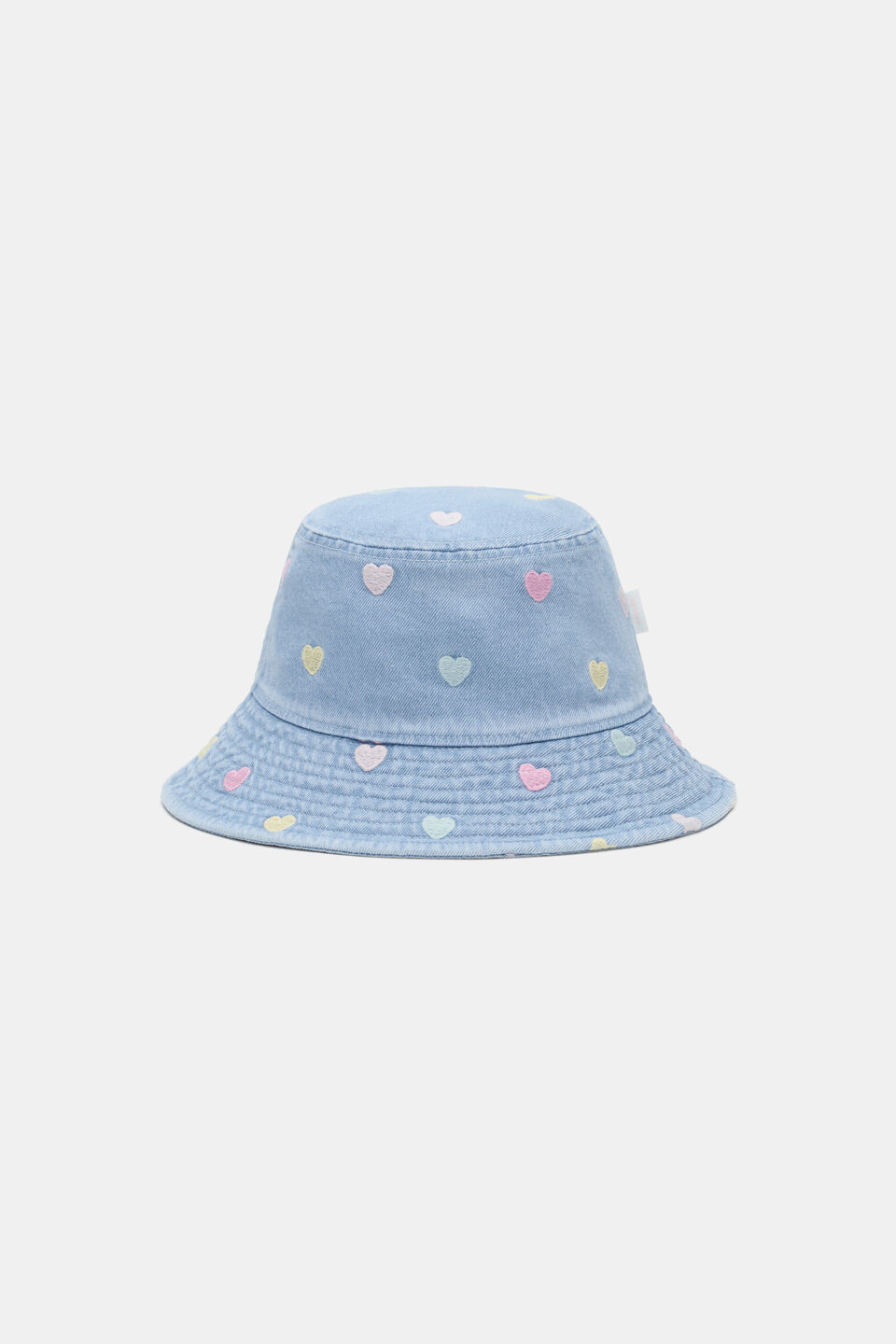 Heart Denim Bucket Hat  Cloud Blue Wash