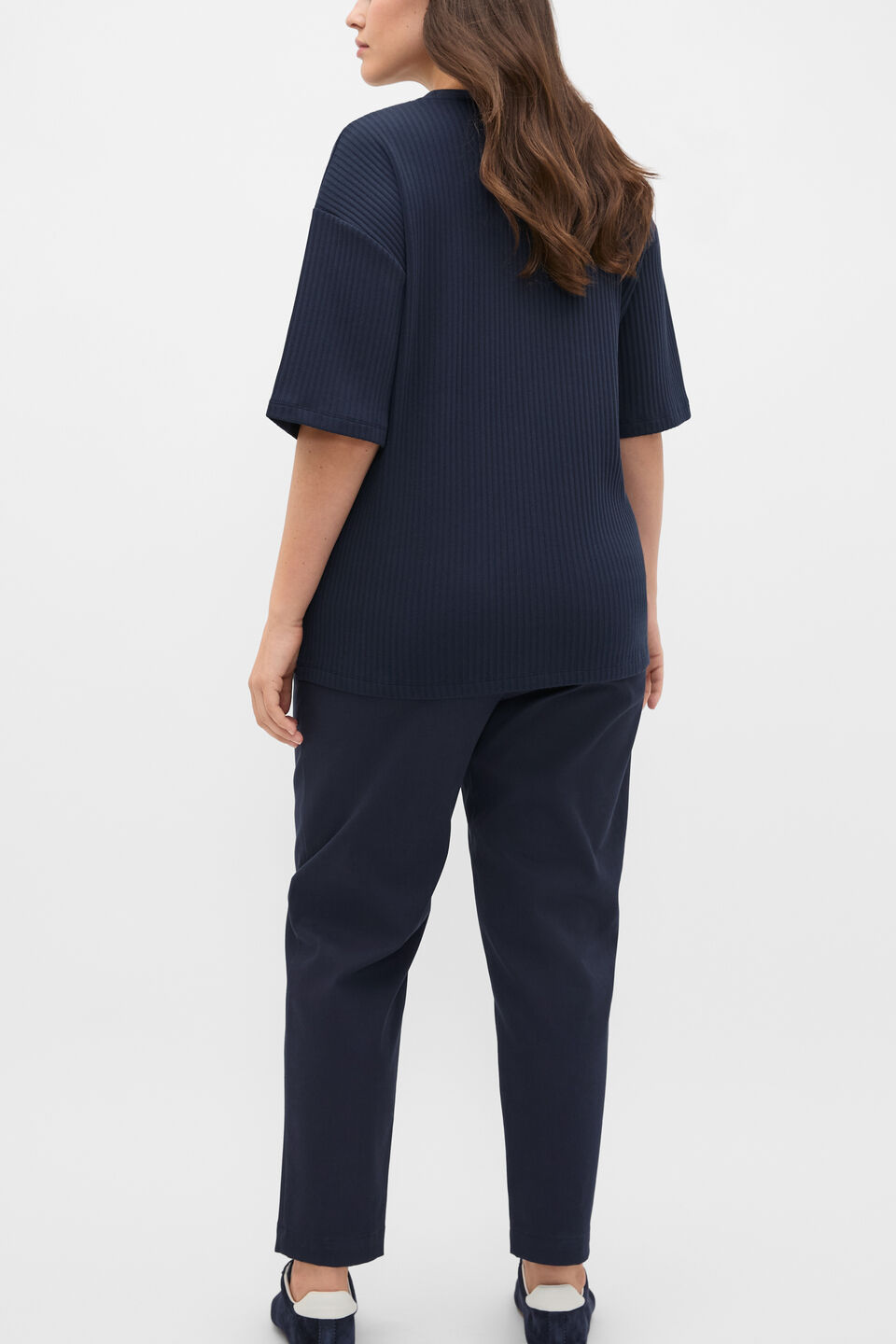 Cotton Rib Longline Tee  Twilight Blue