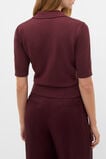 Australian Merino Knit Polo Top  Plum Red  hi-res