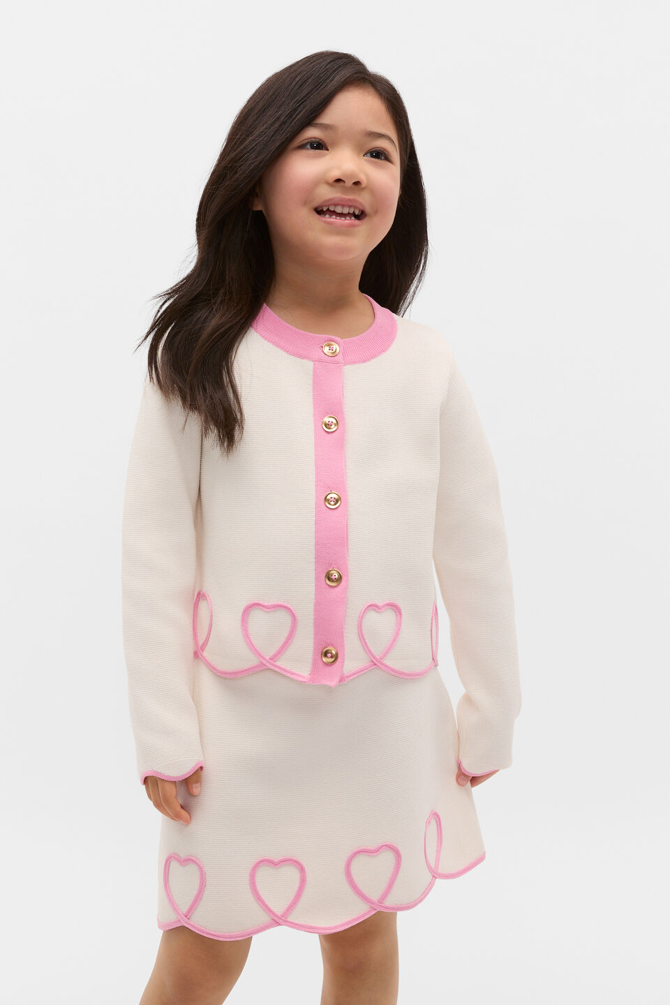 Heart Crepe Cardigan  Classic Cream