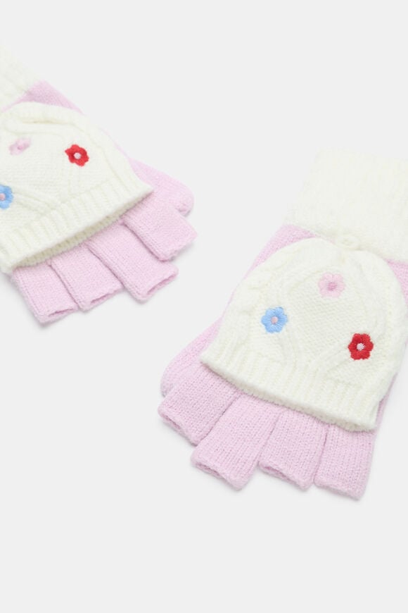 Embroidered Flower Mittens  Multi  hi-res