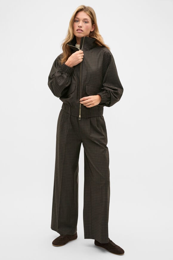 Check Elasticated Pant  Coffee Bean Check  hi-res