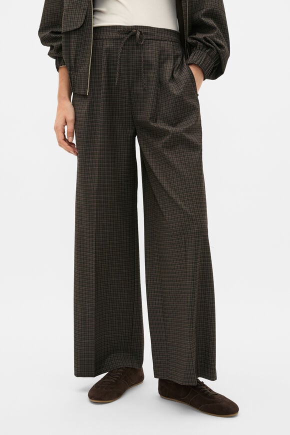 Check Elasticated Pant  Coffee Bean Check  hi-res